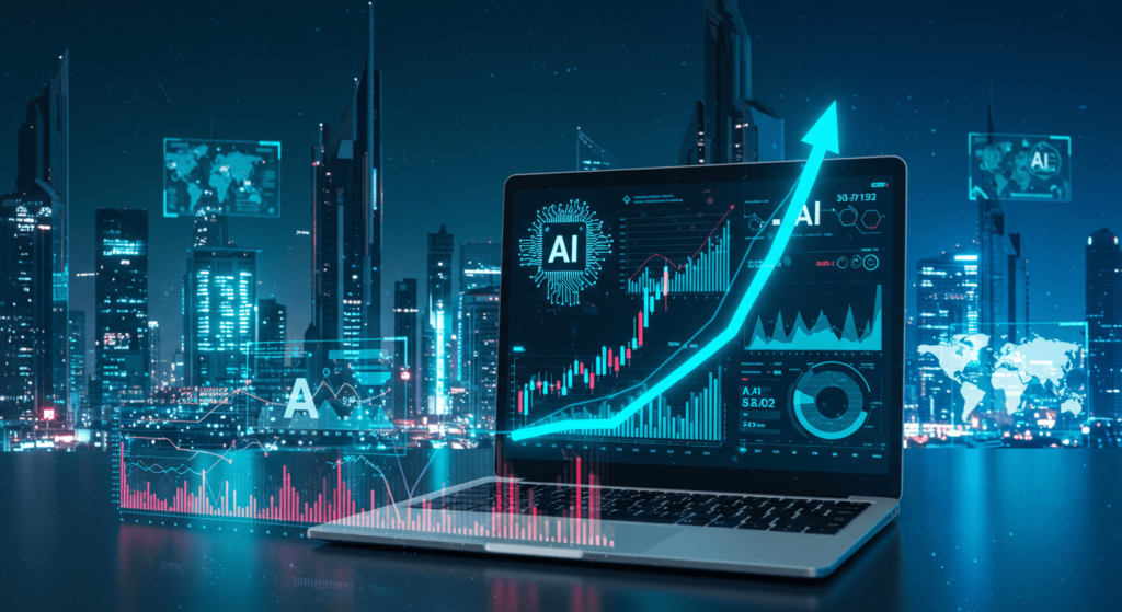 AI-powered futuristic stock market trends.